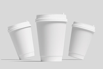 Realistic Paper Coffee Cup Illustration for Mockup. 3D Render.