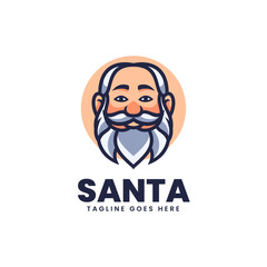 Vector Logo Illustration Santa Mascot Cartoon Style.