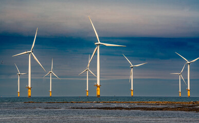 Wind Turbines, Beaches and Seaside Landscapes in the UK
