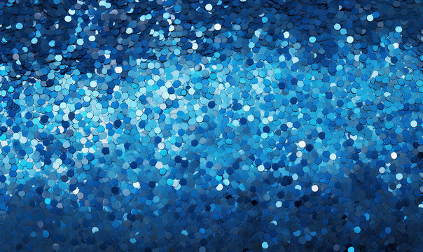 Sparkling shimmering blue sequin background banner