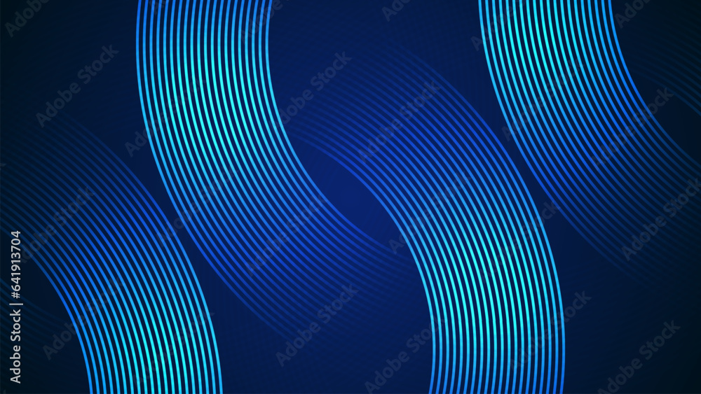Wall mural dark blue simple abstract background with lines in a curved style geometric style as the main elemen