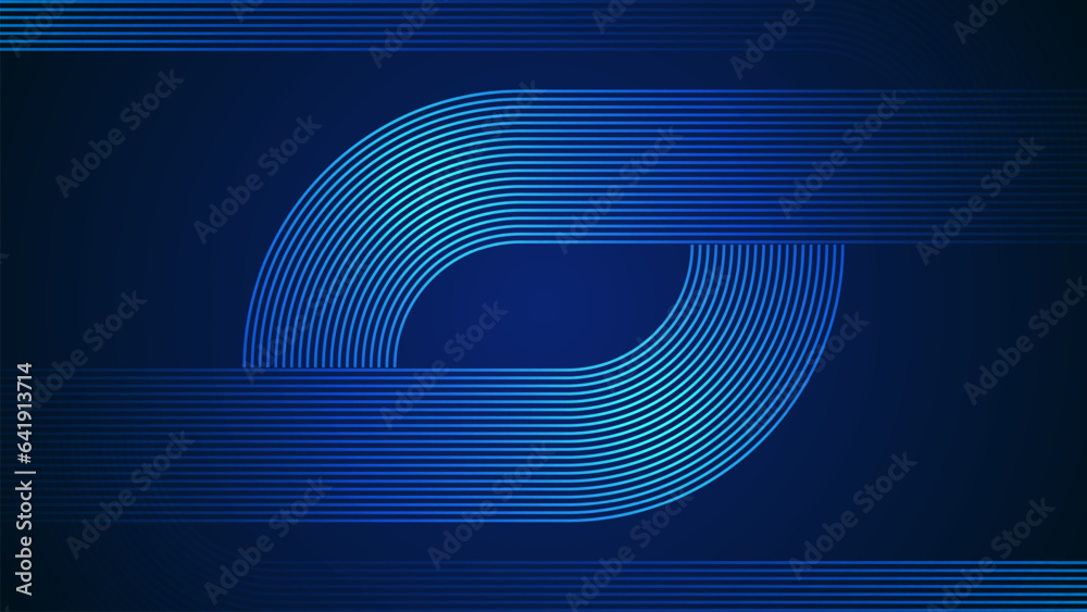 Wall mural dark blue simple abstract background with lines in a curved style geometric style as the main elemen