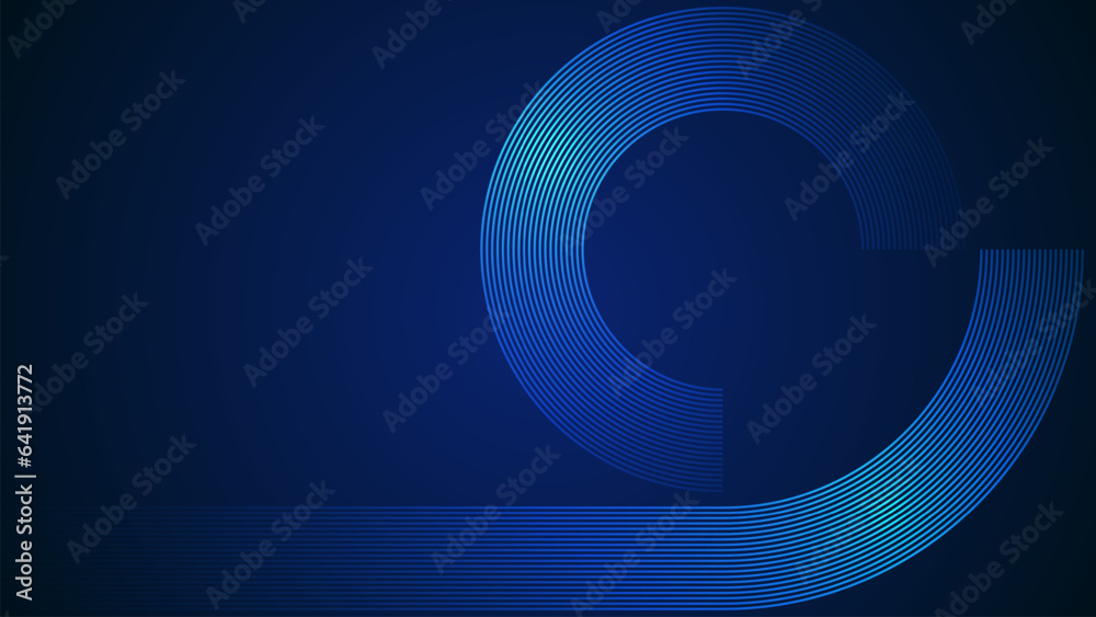 Wall mural dark blue simple abstract background with lines in a curved style geometric style as the main elemen