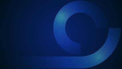 Dark blue simple abstract background with lines in a curved style geometric style as the main element.