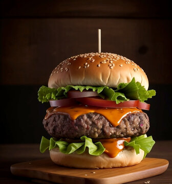 hamburger on black
