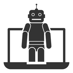 Vector illustration of robotic programs icon in dark color and transparent background(png).