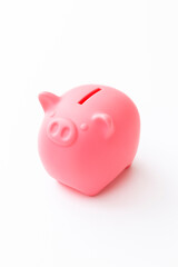 白背景にブタの貯金箱