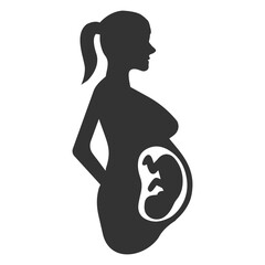 Vector illustration of pregnant icon in dark color and transparent background(png).