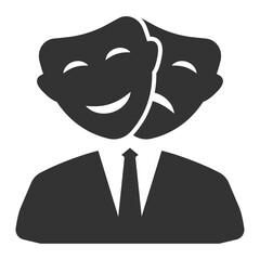 Vector illustration of two-faced employee icon in dark color and transparent background(png).