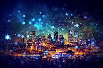 Obraz premium Digital technology, internet network connection, big data, digital marketing IoT internet of things
