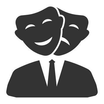 Vector illustration of two-faced employee icon in dark color and transparent background(png).