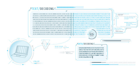 Data decryption screen with text decoding window.