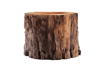 Old trunk timber podium isolated on transparent background. Generative Ai