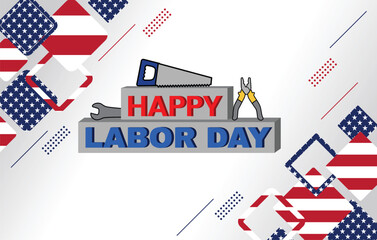 Happy Labor Day. Illustration of abstract geometric tools with the American flag. Vector