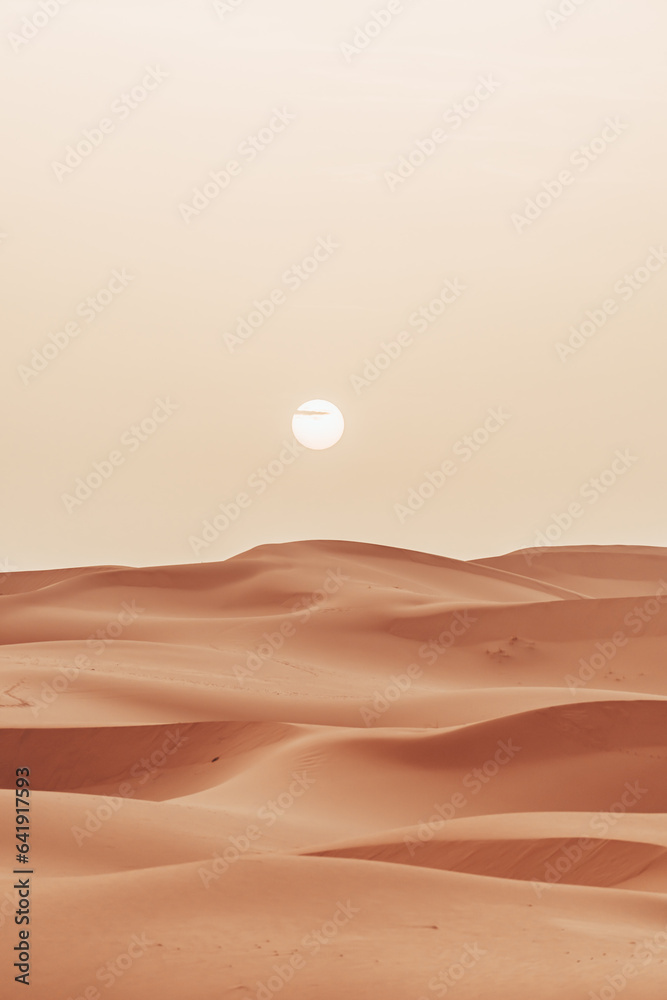 Wall mural Sand texture during sunrise, Sahara Desert Merzouga, Morocco vertical oriented