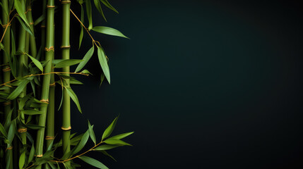 Naklejka premium Bamboo background, black plain background, banner wallpaper
