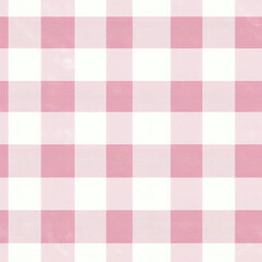 Seamless pink and white gingham check pattern, fabric texture tile pattern