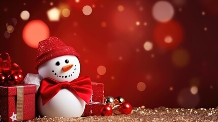 Fototapeta premium Christmas decoration with snowman. Generative AI