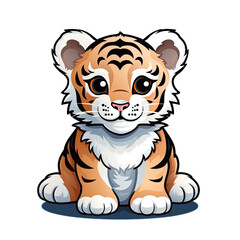 Cute Baby Tiger Cartoon PNG