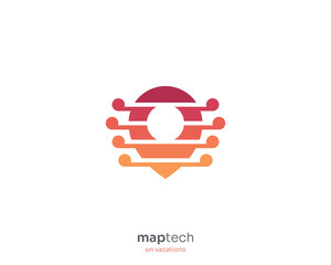 Map pin location technology logo