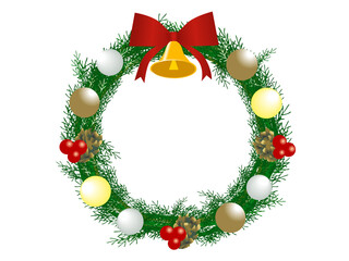 赤いリボンのクリスマスリース