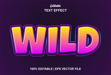 wild text effect with purple graphic style and editable.