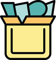 Donation box icon outline vector. Migrant people. Help family color flat