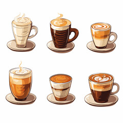 Set of coffees sketch style