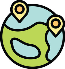 Asylum global location icon outline vector. Migration family. War refugee color flat