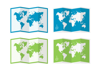 Vector illustration of four-fold world map