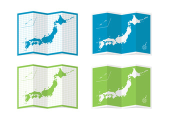 Vector illustration of four-fold Japan map