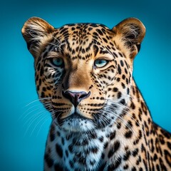 Naklejka premium leopard on a blue background