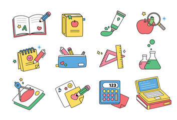 Back to school. A collection of cute educational objects.