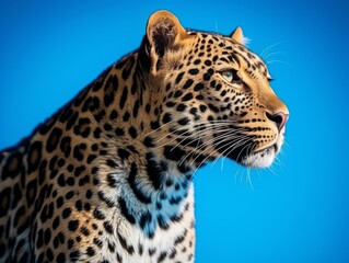 leopard on a blue background
