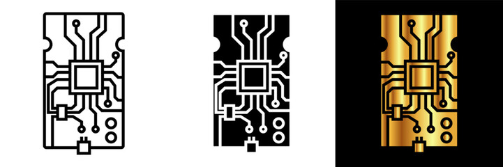 Obraz premium Circuit Board Icon, an icon representing a circuit board, symbolizing electronic components, connectivity, and the foundation of modern technology in various devices and systems.