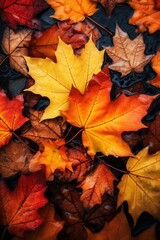Naklejka na ściany i meble Generative AI : Red and Orange Autumn Leaves Background