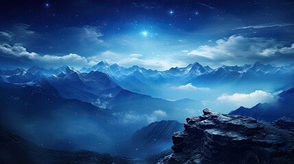 Scene of milky way and starry sky on high mountains in summer