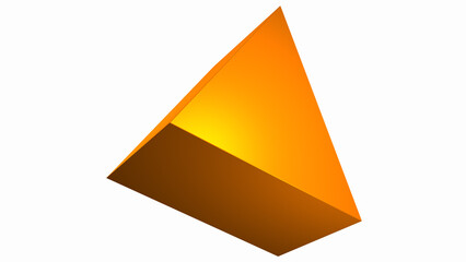 3D geometric golden triangle shape on a white background. Mathematical concepts, Education, 3d rendering, and 3d shapes