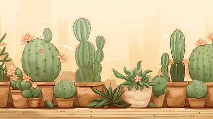 Cute cactus twitch banner background.