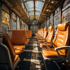 Vacant train conductor seat 
