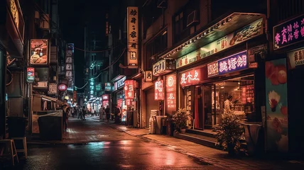 Fotobehang 夜の街・繁華街・歓楽街  © buritora