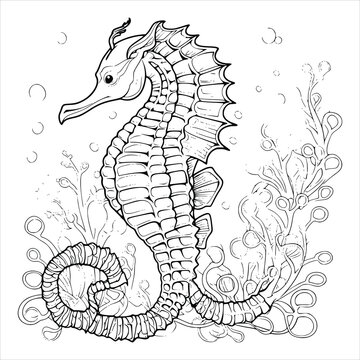 Beautiful Seahorse Coloring Page For Kids