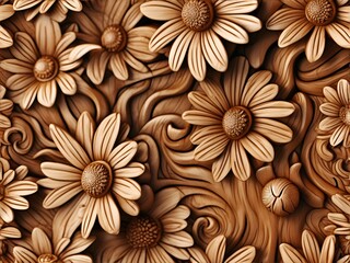 wooden  pattern with flowers