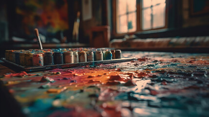 Naklejka premium 絵の具・画家・絵描きのアトリエ・画廊・工房 