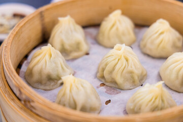 Chinese style steamed soup bun in restaurant