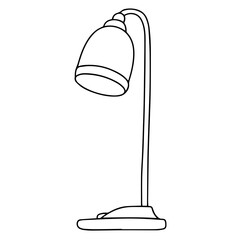 Desk lamp outline. Doodle desk lamp isolated on white background. Vector illustration.