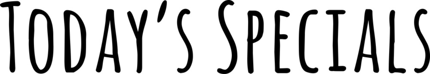 Digital png of today's specials text in black on transparent background