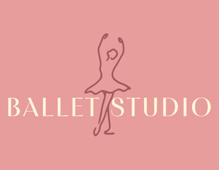 pink minimal simple ballerina logo for ballet studio 