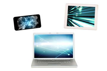 Digital png illustration of electronic devices on transparent background