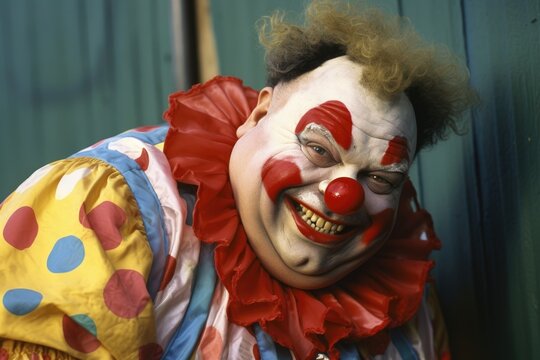 Funny fat man clown smiling. Generative AI